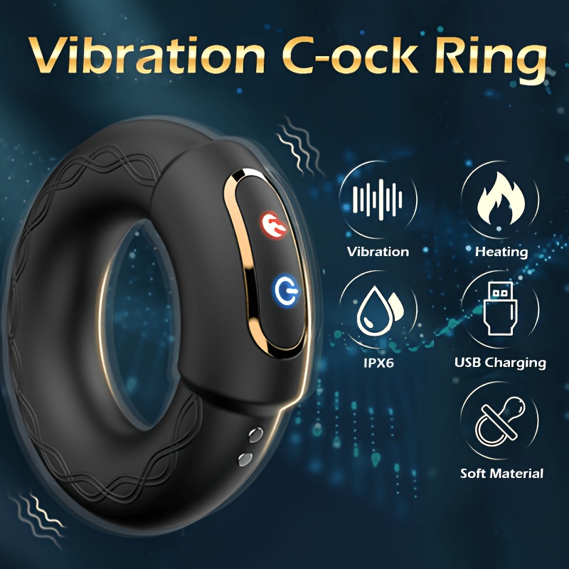 Men'S Vibrating Ring Lock Precision Ring 9-Frequency Vibration Function Heating Ring USB Charging Easy to Clean Men'S Vibrating Ring Lock Precision Ring 9-Frequency Vibration Function Heating Ring USB Charging Easy to Clean
