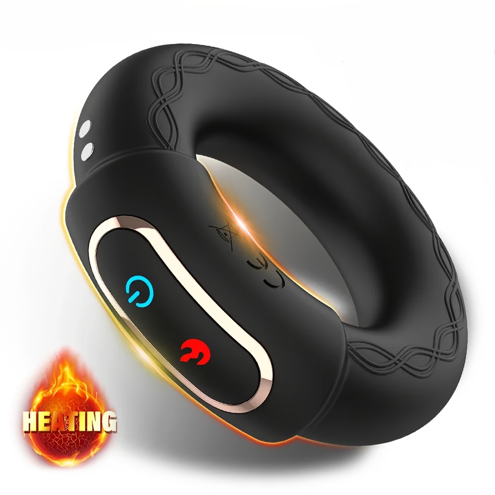 Men'S Vibrating Ring Lock Precision Ring 9-Frequency Vibration Function Heating Ring USB Charging Easy to Clean Men'S Vibrating Ring Lock Precision Ring 9-Frequency Vibration Function Heating Ring USB Charging Easy to Clean
