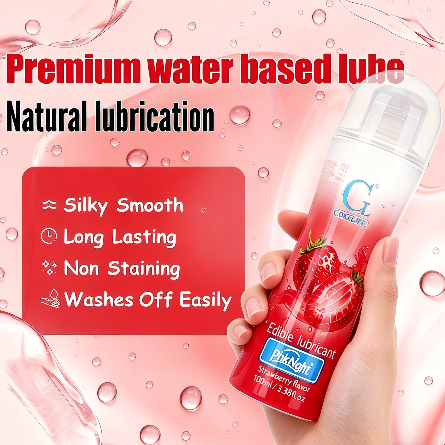 3.38oz Oral Sex Lubricant, Available in Strawberry, Peach, And Other Flavors, Is a Personal Lubricant for Oral Sex And Vaginal Sex. It Is Water-Soluble, No Rinse, Refreshing, Non Greasy, Intimate Sex Toy, And Can Stimulate Pleasure 3.38oz Oral Sex Lubricant, Available in Strawberry, Peach, And Other Flavors, Is a Personal Lubricant for Oral Sex And Vaginal Sex. It Is Water-Soluble, No Rinse, Refreshing, Non Greasy, Intimate Sex Toy, And Can Stimulate Pleasure