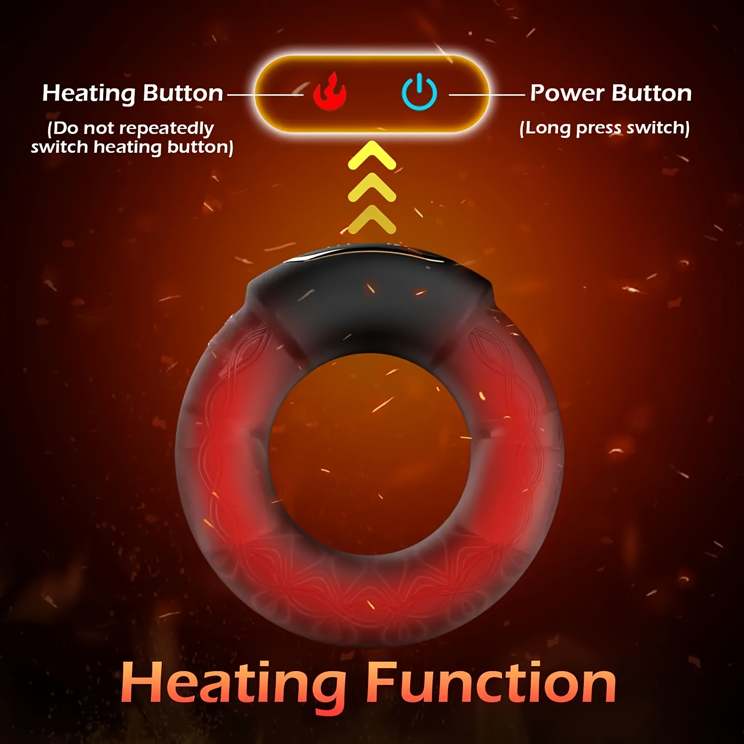 Men'S Vibrating Ring Lock Precision Ring 9-Frequency Vibration Function Heating Ring USB Charging Easy to Clean Men'S Vibrating Ring Lock Precision Ring 9-Frequency Vibration Function Heating Ring USB Charging Easy to Clean