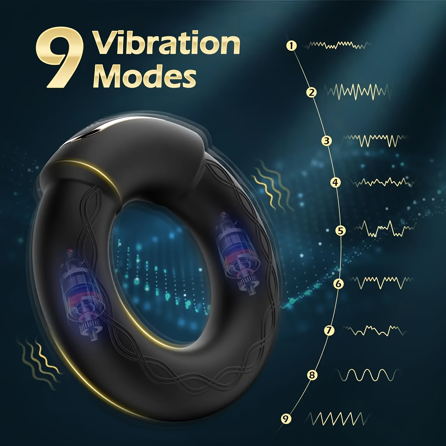 Men'S Vibrating Ring Lock Precision Ring 9-Frequency Vibration Function Heating Ring USB Charging Easy to Clean Men'S Vibrating Ring Lock Precision Ring 9-Frequency Vibration Function Heating Ring USB Charging Easy to Clean