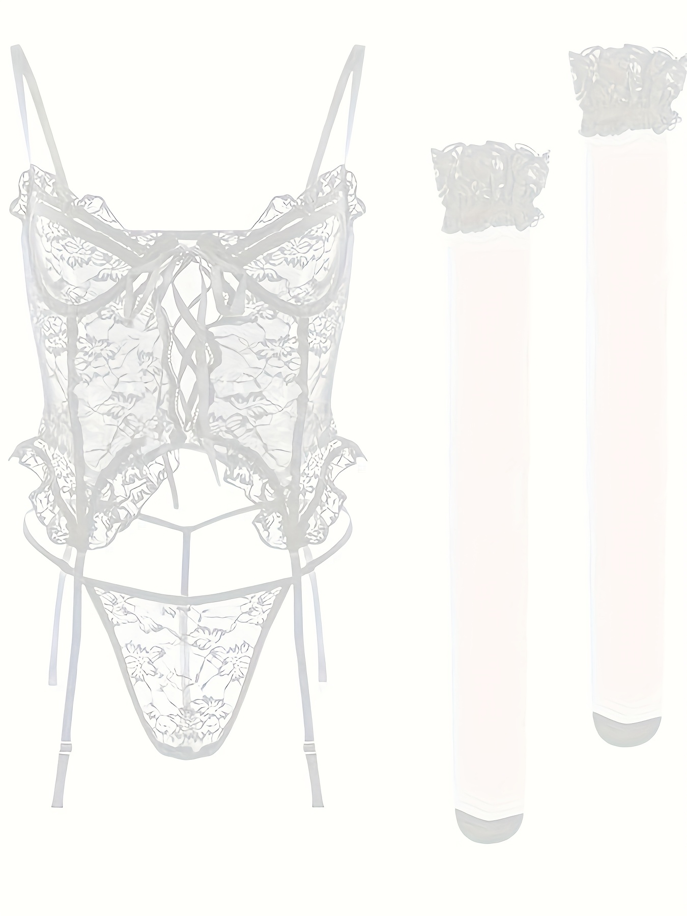 2-Pack Women's Lingerie Sets In Red & White, 4 Piece Matching Outfits For Romantic Nights Or Special Occasions Sheer Lace See-Through Bodysuit For Women Sexy One-Piece Sleepwear With Hollow Spaghetti Straps, Soft Stretch Fabric & Adjustable Fit 2-Pack Women's Lingerie Sets In Red & White, 4 Piece Matching Outfits For Romantic Nights Or Special Occasions Sheer Lace See-Through Bodysuit For Women Sexy One-Piece Sleepwear With Hollow Spaghetti Straps, Soft Stretch Fabric & Adjustable Fit
