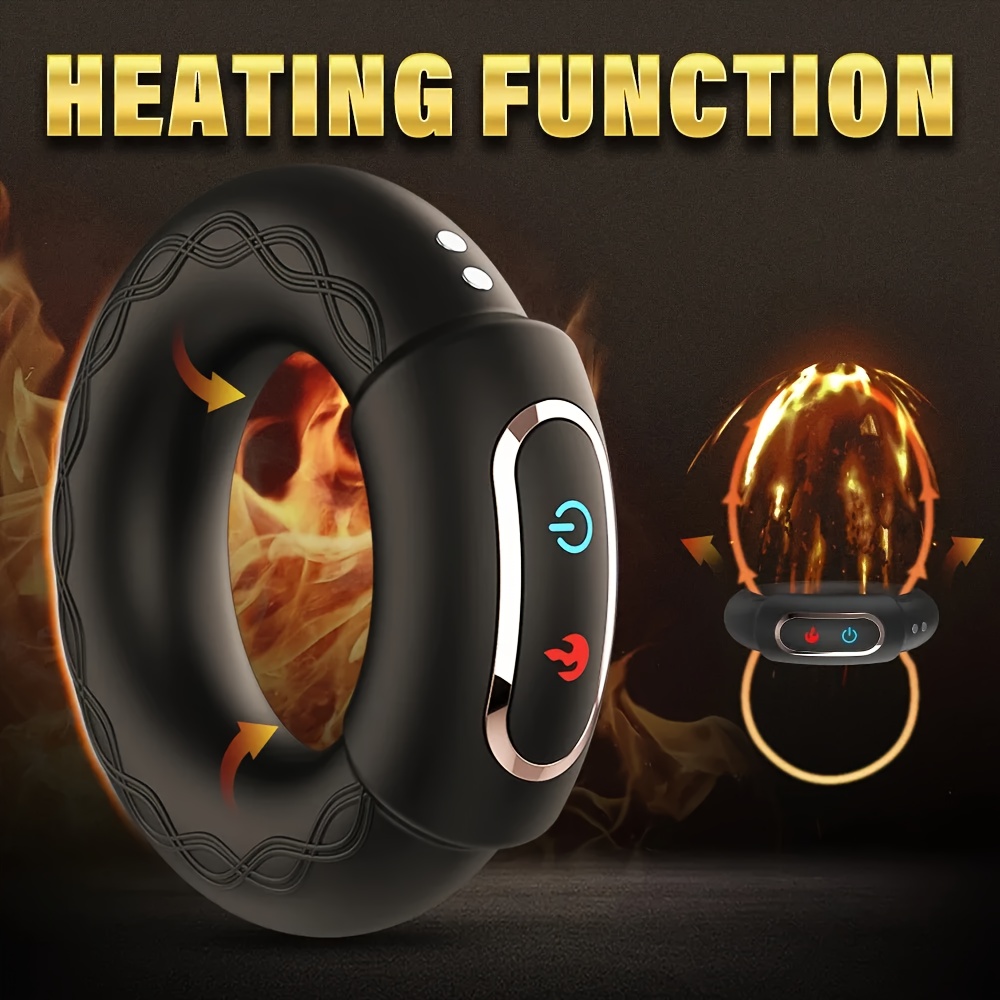 Men'S Vibrating Ring Lock Precision Ring 9-Frequency Vibration Function Heating Ring USB Charging Easy to Clean Men'S Vibrating Ring Lock Precision Ring 9-Frequency Vibration Function Heating Ring USB Charging Easy to Clean