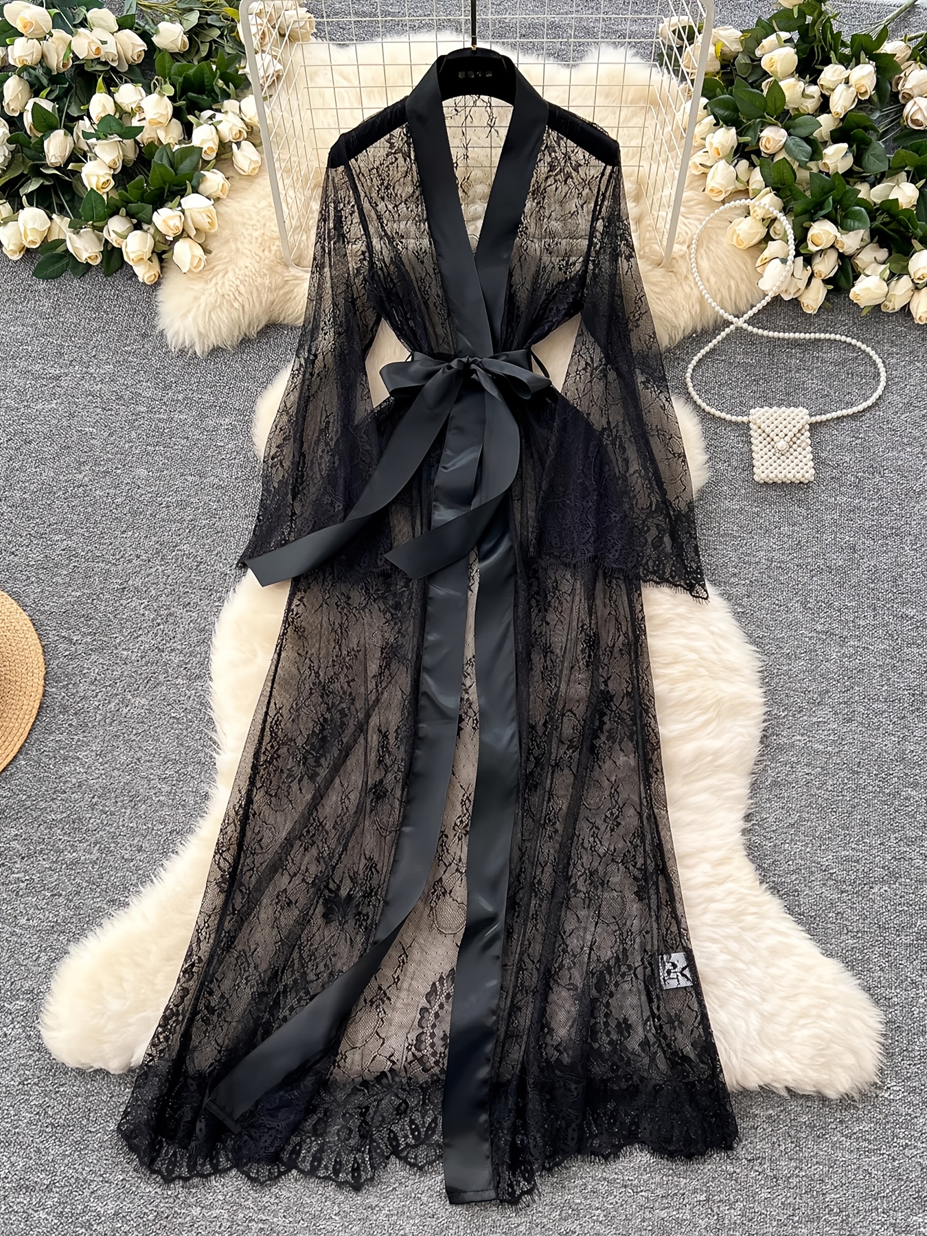 3pcs Women'S Sexy Red Lace Babydoll Lingerie Set, Sheer Floral Robe with Satin Belt And Plunge Teddy Bodysuit, Nightwear Intimates for Honeymoon 3pcs Women'S Sexy Red Lace Babydoll Lingerie Set, Sheer Floral Robe with Satin Belt And Plunge Teddy Bodysuit, Nightwear Intimates for Honeymoon